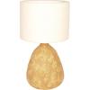 imageCreative CoOp Round Textured Stoneware Table Lamp with Natural Linen Shade Beige