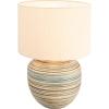 imageCreative CoOp Stoneware Stripes and Linen Shade Multicolor Table Lamp Multi