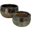 imageCreative CoOp Textured TerraCotta Planters Set of 2 Blue and Brown