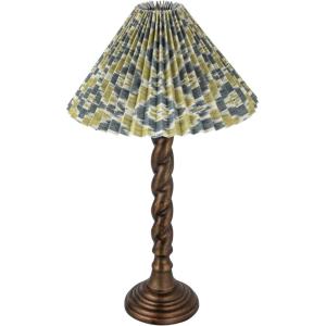 imageCreative CoOp 135 in Round Metal Table Lamp with Cotton Shade 40 Watts Maximum Antique Brass Finish and Multicolor