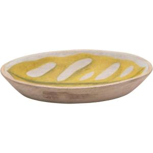 imageCreative CoOp Decorative HandPainted Mango Wood Leaf Bowl 12quot L x 8quot W x 2quot H Multicolor