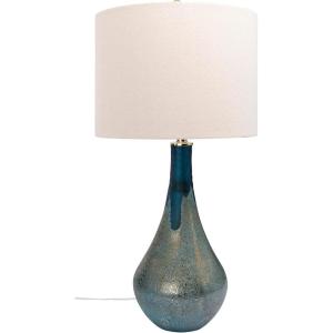 imageCreative CoOp Glass Opal Finish ampamp Linen Shade Set of 2 Table Lamp Set 15quot L x 15quot W x 32quot H Green Blue