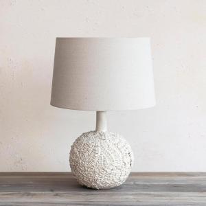 imageCreative CoOp Handmade Textured Stoneware Table Lamp with Fabric Shade Cream