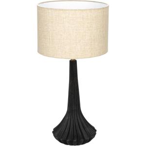 imageCreative CoOp Mango Wood Pleated Table Lamp with Linen Shade Black and Natural