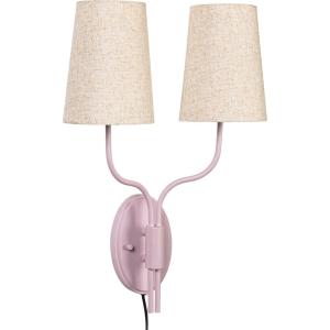 imageCreative CoOp Metal Double Wall Sconce with Powder Coating Linen Shades and Inline Switch Lavender Color