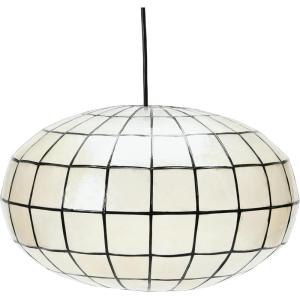 imageCreative CoOp Modern Capiz Shell Pendant Light for Kitchen and Dining Room Oblong Shape with Matte Black Finish