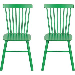 imageCreative CoOp Rubberwood Dining Chair with Slatted Back Turquoise Set of 2