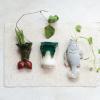 imageCreative CoOp Embossed Stoneware Cabbage Shaped Wall Vase Planter Green and White