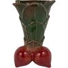 imageCreative CoOp Embossed Stoneware Radish Shaped Wall Vase Planter Green and Red