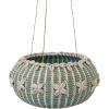 imageCreative CoOp Hanging Handwoven Rattan Shells and Jute Hanger Aqua Pots and Planters 10quot L x 10quot W x 6quot H Blue