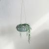imageCreative CoOp Hanging Handwoven Rattan Shells and Jute Hanger Aqua Pots and Planters 10quot L x 10quot W x 6quot H Blue