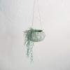 imageCreative CoOp Hanging Handwoven Rattan Shells and Jute Hanger Aqua Pots and Planters 10quot L x 10quot W x 6quot H Blue