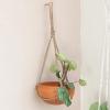 imageCreative CoOp Hanging Stoneware Planter with Cotton Hanger TerraCotta