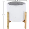 imageCreative CoOp Round Stoneware Wood Holder Set of 2 PiecesHolds 10quot Pot Planters White 2 Count