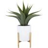 imageCreative CoOp Round Stoneware Wood Holder Set of 2 PiecesHolds 10quot Pot Planters White 2 Count