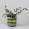 imageCreative CoOp Stoneware Charcoal and Chartreuse Reactive Glaze Pots and Planters 11quot L x 11quot W x 11quot H Black ampamp Yellow