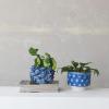 imageCreative CoOp Stoneware Planter with Pattern in Reactive Glaze Blue and White