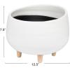imageCreative CoOp White Planter with Wood Feet12 Inch Round