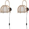 imageCreative CoOp 6Rattan Cotton Shade and Inline Switch Wall Sconces 12quot L x 7quot W x 24quot H Natural