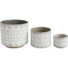 imageCreative CoOp Grey ampamp White Stoneware Pots Set of 3 Sizes
