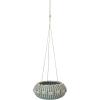 imageCreative CoOp Hanging Handwoven Rattan Shells and Jute Hanger Aqua Pots and Planters 10quot L x 10quot W x 6quot H Blue