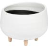 imageCreative CoOp White Planter with Wood Feet12 Inch Round