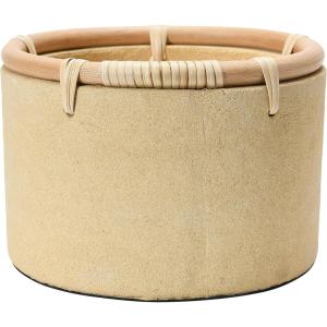 imageCreative CoOp Casting Stone Bowl wRattan Rim Planter Pot Buff