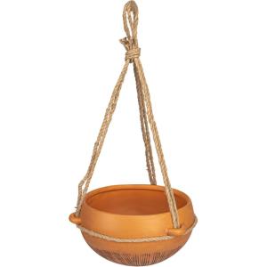 imageCreative CoOp Hanging Stoneware Planter with Cotton Hanger TerraCotta