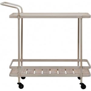 imageCreative CoOp Metal 2Tier Bar Cart with Fir Wood Slatted Shelf and Casters