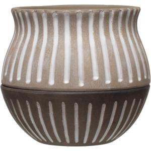 imageCreative CoOp S2 Terra Cotta w Saucers Planter Pot Grey ampamp Beige