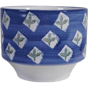 imageCreative CoOp Stoneware Planter with Pattern in Reactive Glaze Blue and White