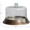 imageCreative CoOp 12quot Round x 712quotH Glass Cloche wAluminum Base Antique Brass Finish Set of 2 Truck ShipBronze
