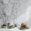 imageCreative CoOp Green Stoneware Canister with Botanical Design and Acacia Wood Lid SmallBowl