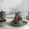 imageCreative CoOp Green Stoneware Canister with Botanical Design and Acacia Wood Lid SmallBowl