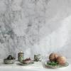 imageCreative CoOp Green Stoneware Canister with Botanical Design and Acacia Wood Lid SmallCanister