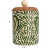 imageCreative CoOp Green Stoneware Canister with Botanical Design and Acacia Wood Lid SmallCanister