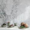 imageCreative CoOp Green Stoneware Canister with Botanical Design and Acacia Wood Lid SmallDinner Bowl