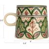 imageCreative CoOp Green Stoneware Canister with Botanical Design and Acacia Wood Lid SmallMug