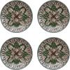 imageCreative CoOp Green Stoneware Canister with Botanical Design and Acacia Wood Lid SmallPlate