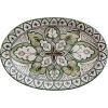imageCreative CoOp Green Stoneware Canister with Botanical Design and Acacia Wood Lid SmallPlatter