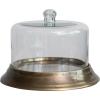 imageCreative CoOp 12quot Round x 712quotH Glass Cloche wAluminum Base Antique Brass Finish Set of 2 Truck ShipBronze