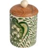 imageCreative CoOp Green Stoneware Canister with Botanical Design and Acacia Wood Lid SmallCanister