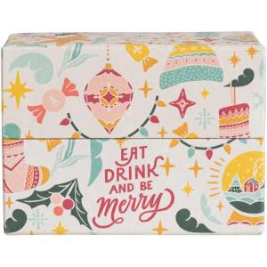 imageCreative CoOp 512quotL x 4quot W x 212quotH Handmade Recycled Paper Recipe Box w 36 Recipe Cards Eat Drink ampamp Be Merry Multi Color Set of 37