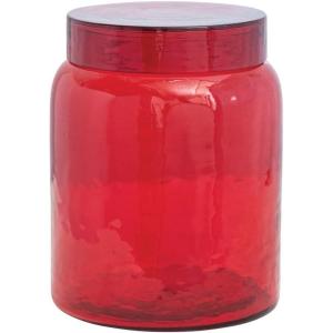 imageCreative CoOp 6quot Round x 734quotH Glass Jar Red
