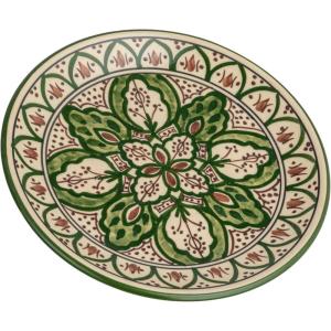 imageCreative CoOp Green Stoneware Canister with Botanical Design and Acacia Wood Lid SmallPlate
