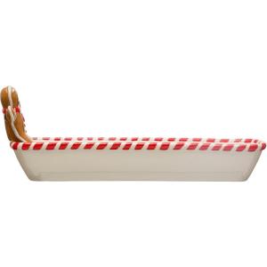 imageCreative CoOp HandPainted Ceramic Cracker Dish with Candy Cane Edge and Gingerbread Man Multicolor Serveware Multi