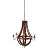 imageCreative CoOp Wood ampamp Metal Chandelier with Six LightbulbsDark Stained Finish