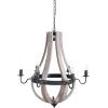 imageCreative CoOp Wood ampamp Metal Chandelier with Six LightbulbsNatural Wood