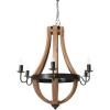 imageCreative CoOp Wood ampamp Metal Chandelier with Six LightbulbsNatural Wood