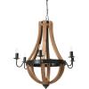 imageCreative CoOp Wood ampamp Metal Chandelier with Six LightbulbsNatural Wood